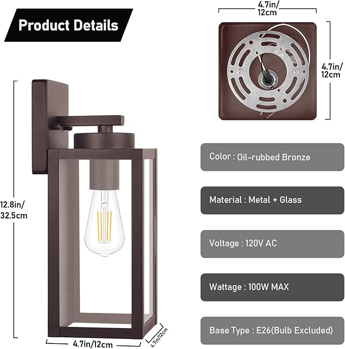 BesLowe Outdoor Wall Light Fixtures, Exterior Waterproof Wall Lanterns - Image 5
