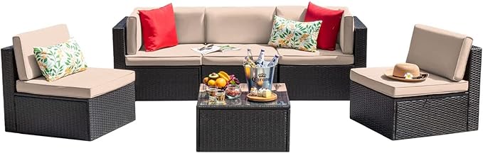 Devoko Patio Furniture Sets 6 Pieces Outdoor Sectional Rattan Sofa Manual by DEVOKO
