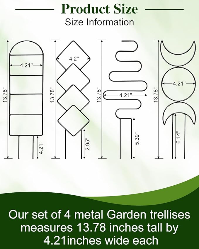 4 Pack Trellis for Indoor Climbing Plant, Small Metal Outdoor Garden Trellis - Image 5