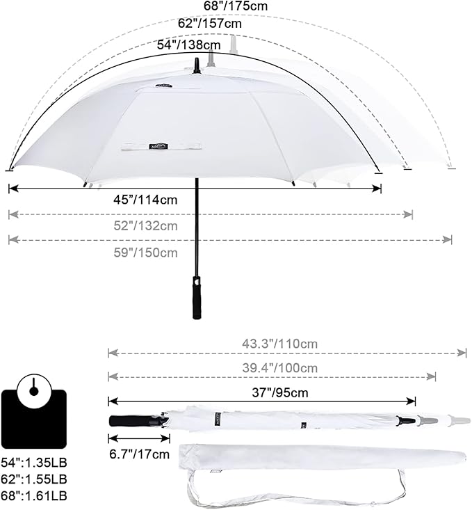 G4Free 47/54/62/68/72 Inch Automatic Open Golf Umbrella Oversize Extra Large - Image 6