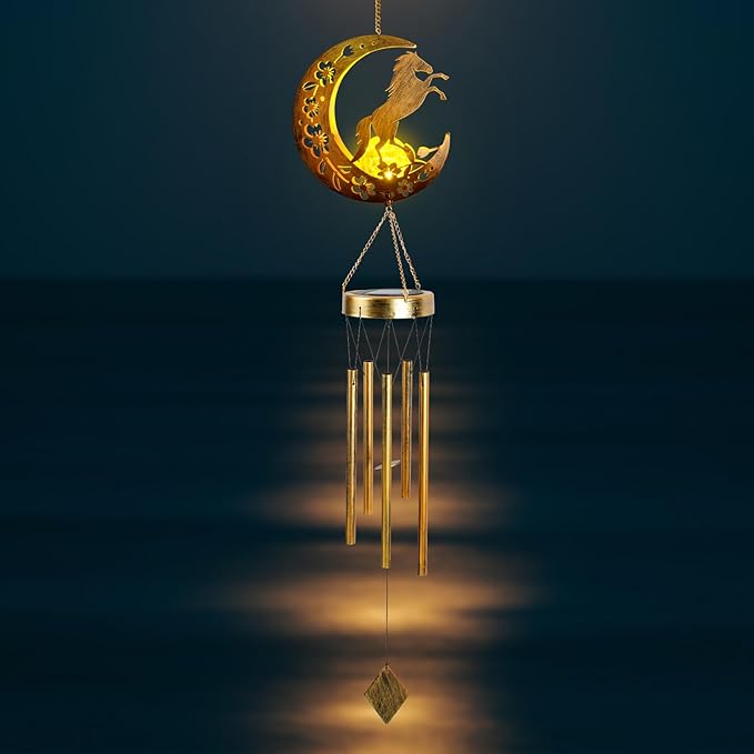 Moon Horsebird Wind Chime Outdoor, Handcrafted Metal Garden Wind Chimes - Image 7