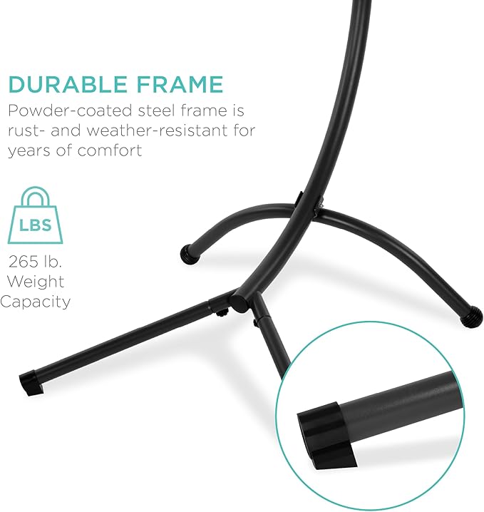 Best Choice Products Outdoor Hanging Curved Steel Chaise Lounge Chair Swing - Image 7