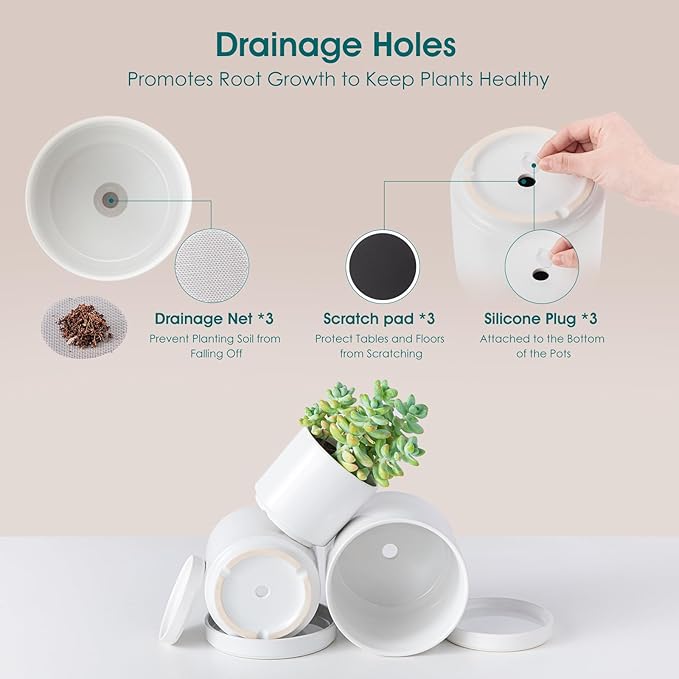 vancasso Ceramic Plant Pots, 3 Piece Planters - Image 5