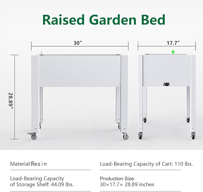 Raised Garden Bed with Legs, 28.9" Tall Self-Watering Raised Planter Box with - Image 2