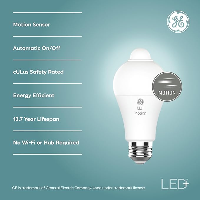 GE LED+ Motion Sensor LED Light Bulbs, Outdoor Security Lights - Image 2