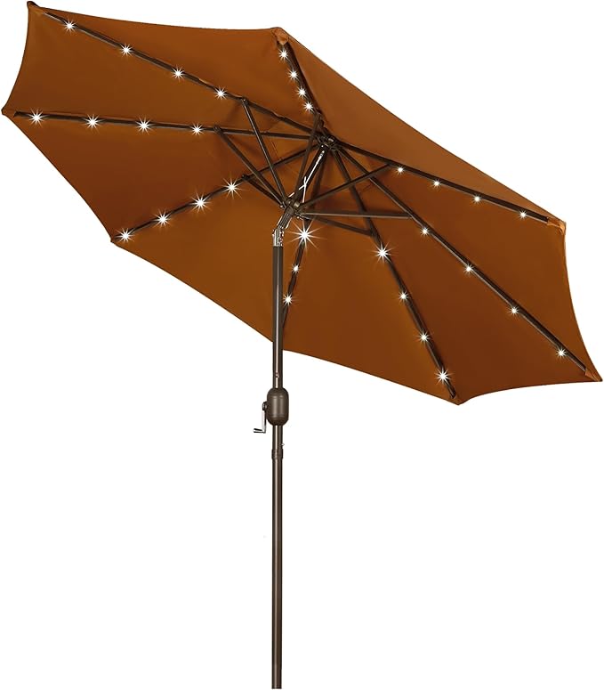 Blissun 9 ft Solar Umbrella 32 LED Lighted Patio Umbrella Table Market Umbrella by Blissun