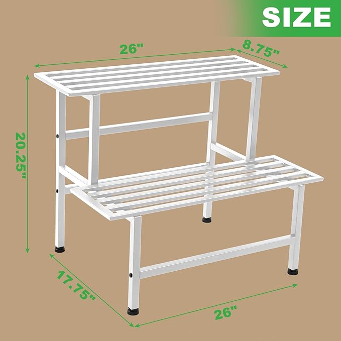 Metal Plant Stand Outdoor Plant Shelf Indoor, 2 Tier Heavy Duty Ladder Plant - Image 6