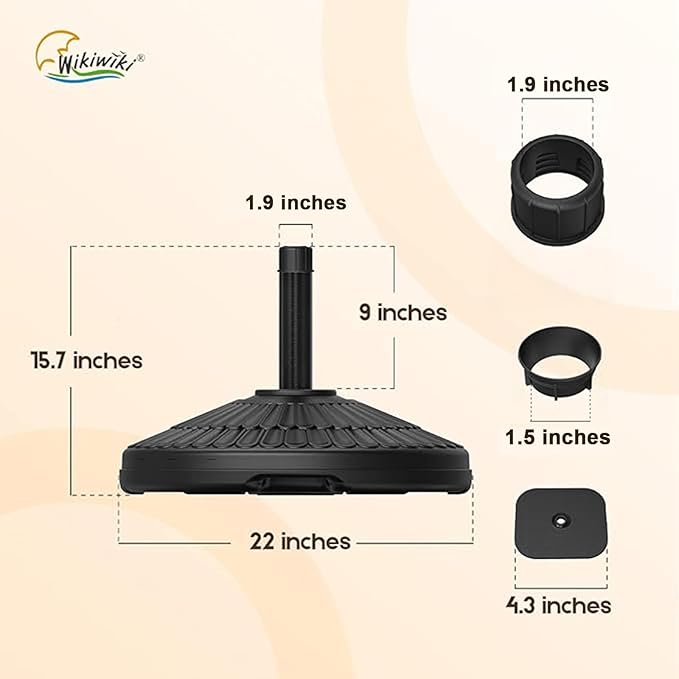wikiwiki 80 Lbs Round Weighted Patio Umbrella Base, Free Standing Heavy Duty - Image 3