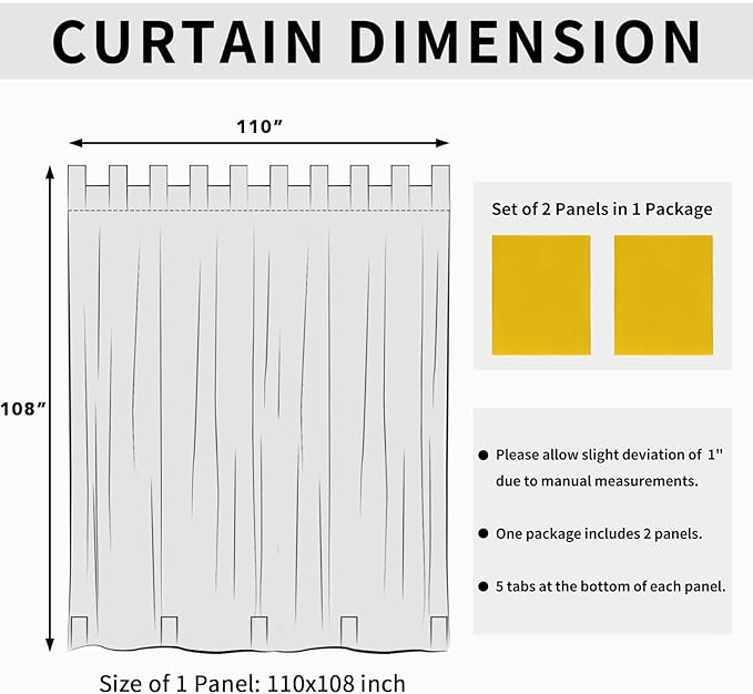Easy-Going Outdoor Patio Curtains Detachable Tab Top Windproof Weatherproof - Image 6