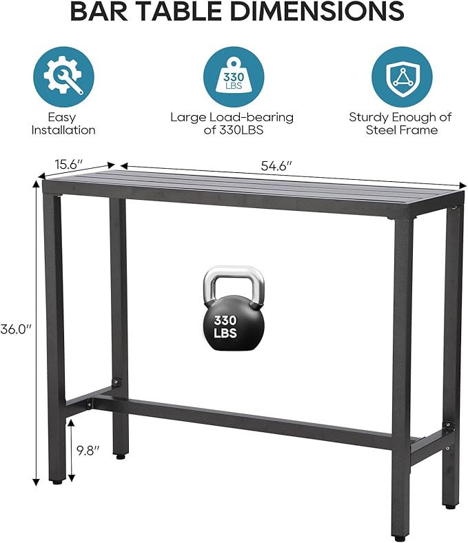 Outdoor Bar Table, Patio Console Pub Height Tables - Image 3