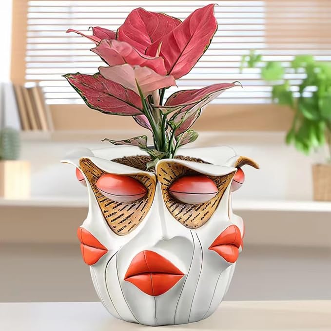 TOZLU Art Abstract Face Planters Pots Head, Unique Fun Abstract Face Flower Pot - Image 3