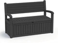 EasyUp 80 Gallon Wood Grain Style Outdoor Storage Bench, Waterproof and by EASYUP
