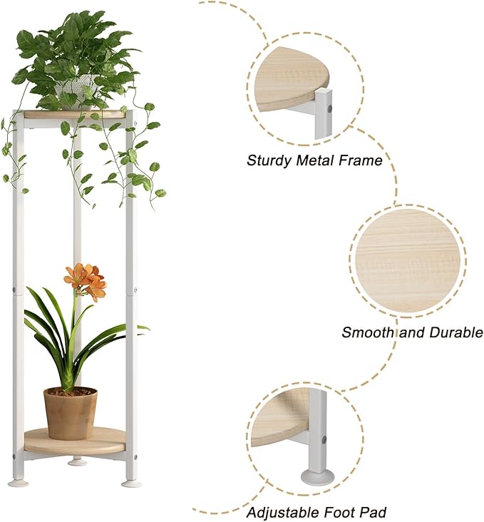 Plant Stand Indoor Corner Tall 2 Tier Metal Modern Flower Storage Plant Shelf - Image 5