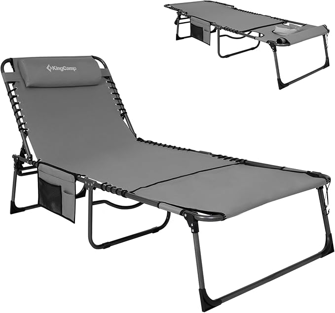 KingCamp Tanning Chair with Face Hole, Lounge Chairs Outdoor Folding Comfy by KingCamp
