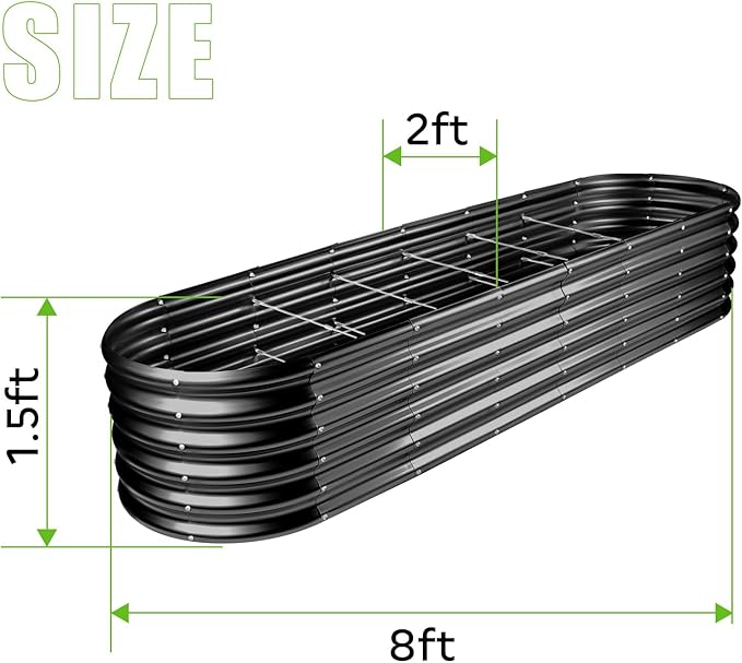Land Guard 8×2×1.5ft Galvanized Raised Garden Bed Kit, Raised Garden Boxes - Image 2