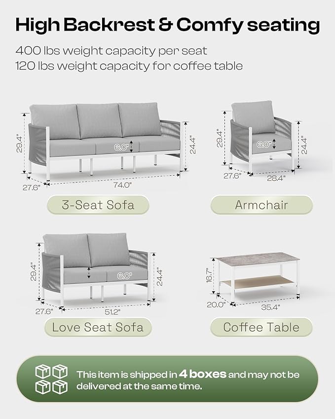 Aluminum Outdoor Patio Furniture Set - Image 7