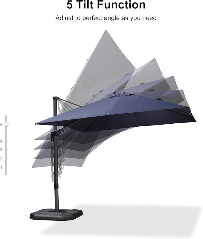 PURPLE LEAF 9.8' X 9.8' Left-right Tilting Patio Umbrella Outdoor Cantilever - Image 8