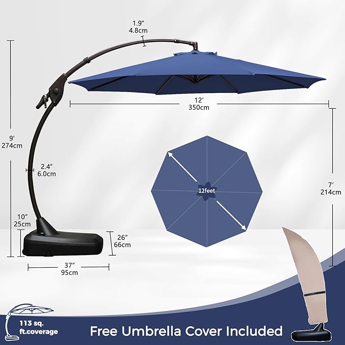 Grand patio 12FT Outdoor Offset Umbrella - Image 4