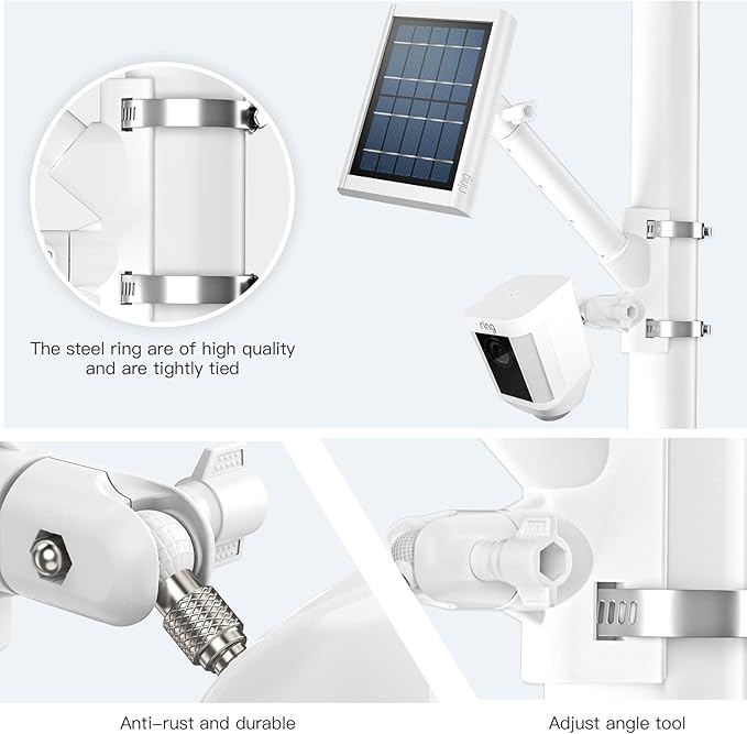 2-in-1 Pole Mounting Bracket for Ring Stick Up Cam Pro Solar Panel and Battery - Image 4
