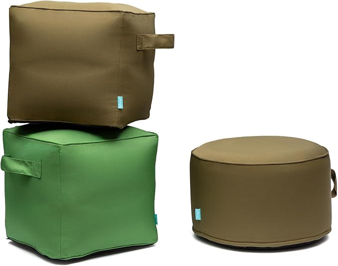 QILLOWAY Indoor/Outdoor Inflatable Stool, Round Ottoman, All Weather Foot Rest - Image 5