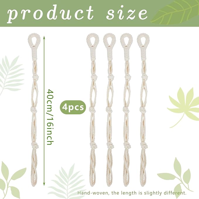 4 Pcs Hanging Plant Extender Macrame Plant Hanger Extender Large Hanging Rope - Image 2