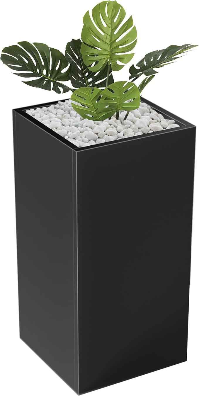 Metal Large Planter Box 15" L x 15" W x 30" H, Heavy Duty Tall Rectangle by Baotree