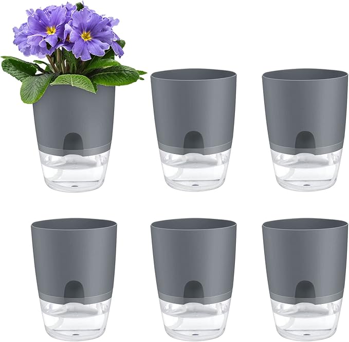 ShineMe Self Watering Flower Pots, 4.1 Inch Self Watering Planters by ShineMe