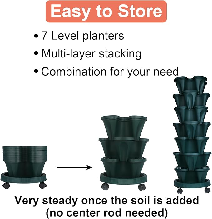 DUNCHATY Stackable Planter, Vertical Garden Planter - Image 6