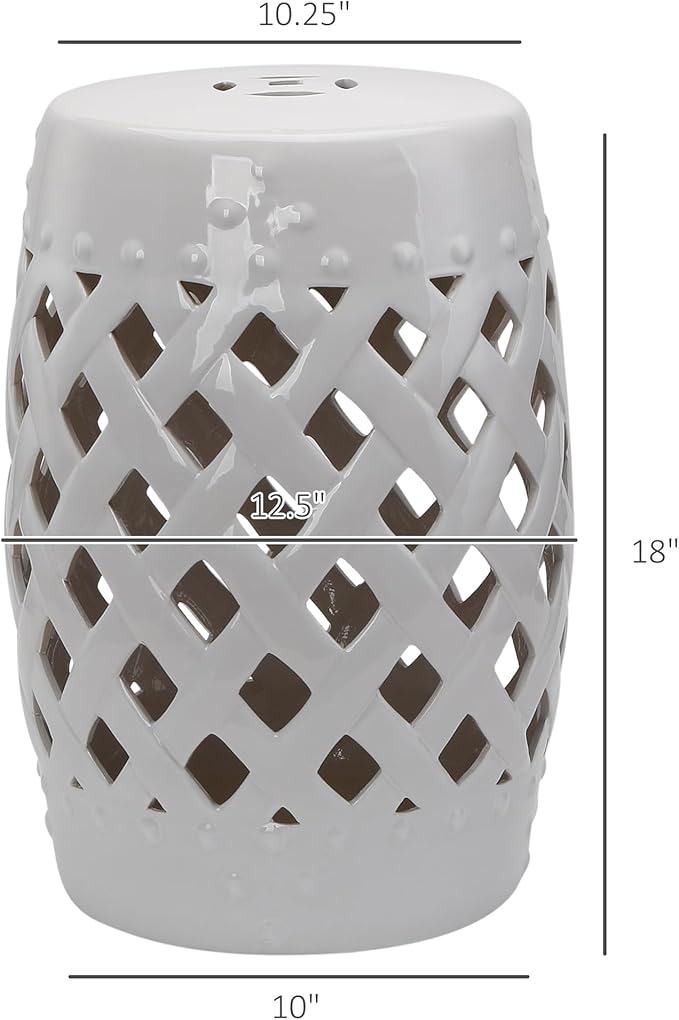 Outsunny 13" x 18" Ceramic Garden Stool - Image 3