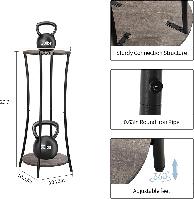YINMIT Plant Stand Indoor, 2 Tier Round Potted Holder Rack, Flower Pot Stand - Image 4