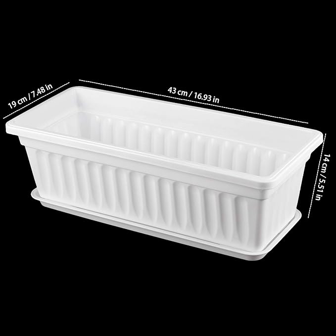 6 Pack 17 Inches Countryside Flower Box Planters, Plastic Vegetable Planters - Image 2