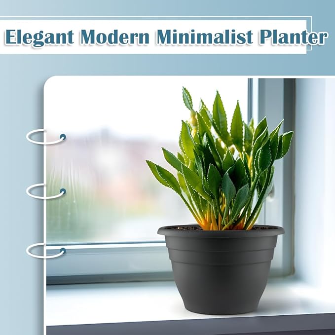 3 Pack 11 Inch Plant Pots with Drainage Hole and Plug, Durable Plastic Flower - Image 6