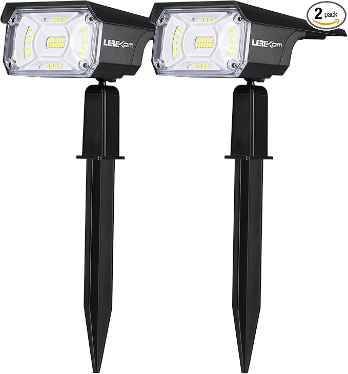 Solar Spot Lights, IP65 Waterproof 40 LEDs Landscape Spotlights, USB & Solar by LEREKAM
