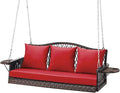 Upgraded Wicker Hanging Porch Swing Heavy Duty 900 LBS 3-Seat Outdoor Patio by zzw