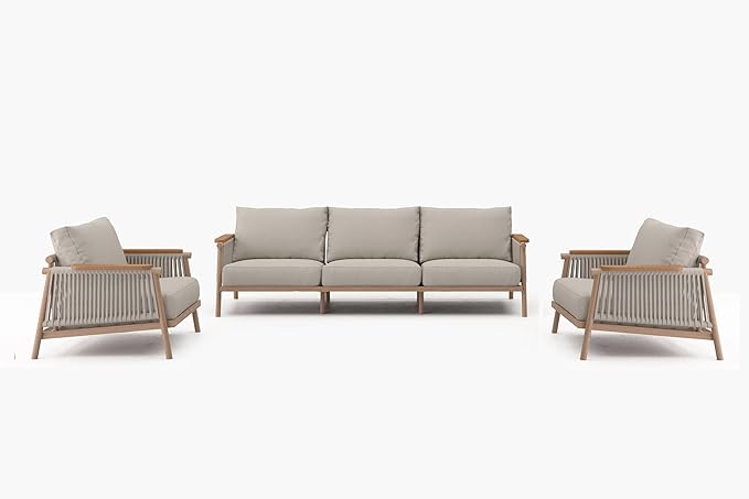 Acanva Modern All-Weather Aluminum Outdoor Patio Sofa - Image 3