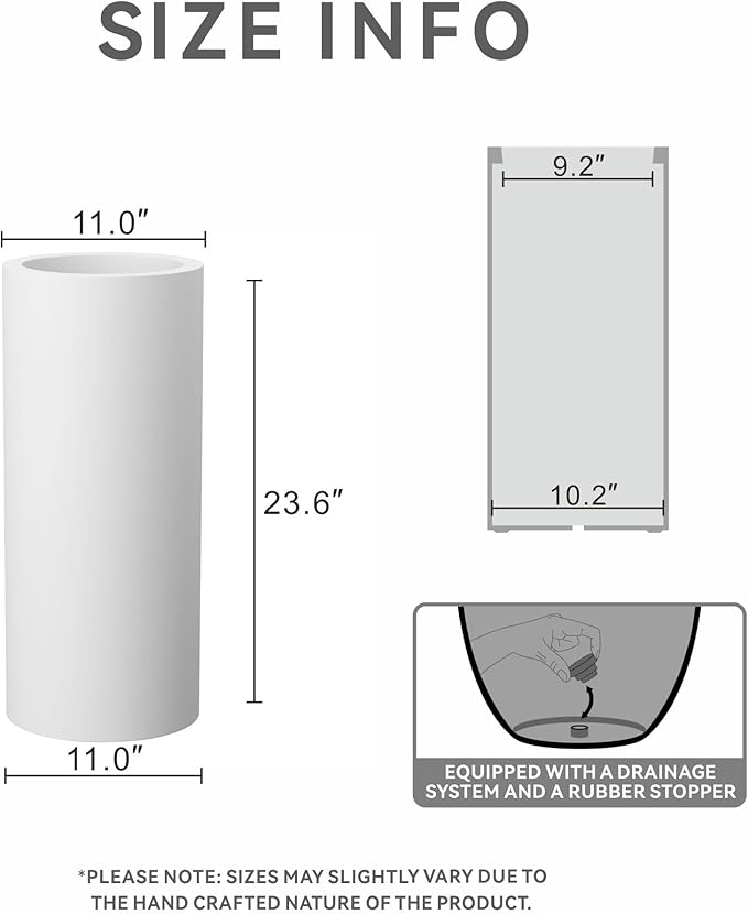 Kante 23.6 Inch Tall Cylindrical Planter, Large Round Plant Pots - Image 2