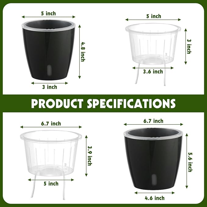 Self Watering Pots for Indoor Plants, Small African Violet Pots - Image 3