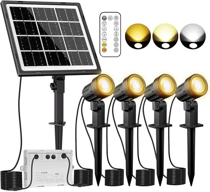 MEIKEE Solar Spot Lights Outdoor, 4-in-1 Solar Landscape Lights, 4W/6V IP66 by MEIKEE