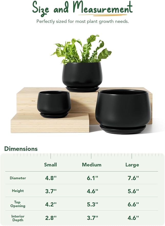 LE TAUCI Plant Pots, 4.1+5.1+6.5 inch, Ceramic Planters - Image 6