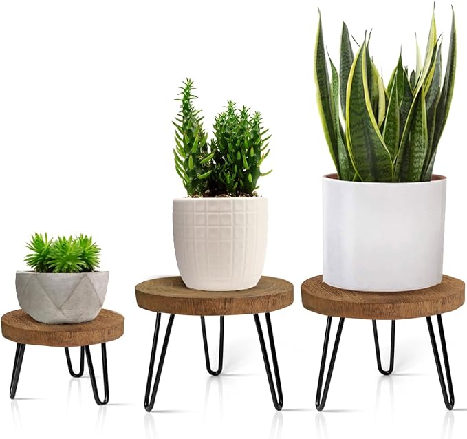 Plant Stand Indoor Outdoor, Wooden plant Stool, Mid Century Plant Stand by Welcometoobtain