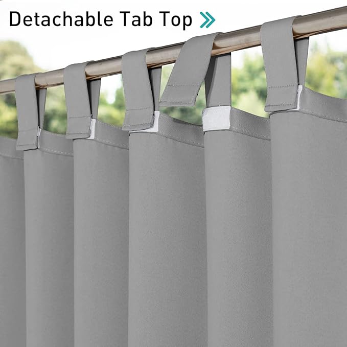 NICETOWN Outdoor Curtain for Patio Waterproof 95 inch Length, Sticky Tab Top - Image 3