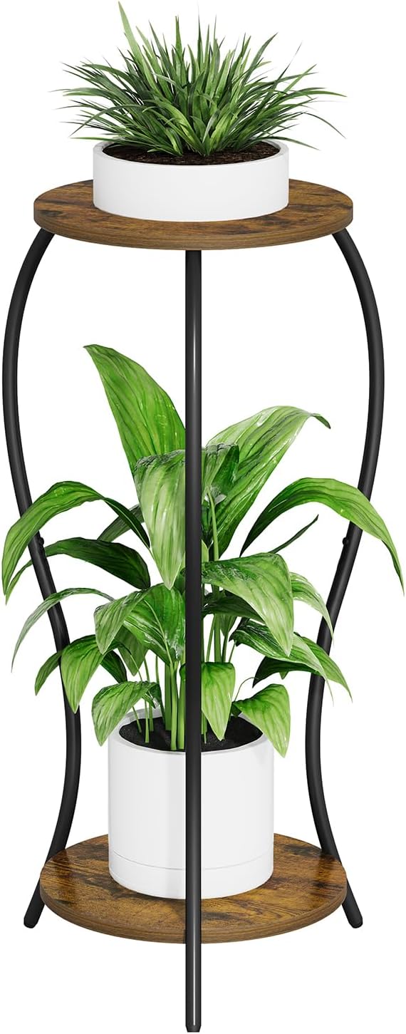 Plant Stand Indoor, 2 Tier Round Tall Plant Stand, Flower Pot Stand, Plant by VYUOL