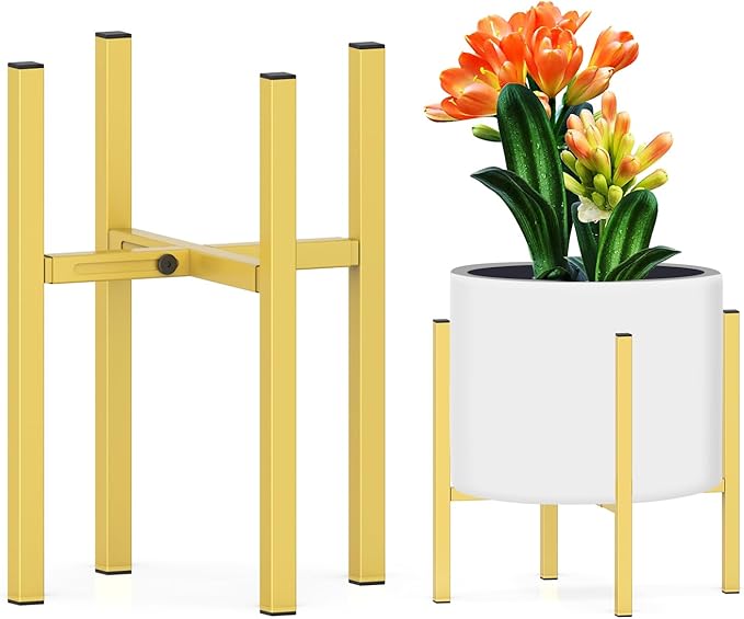 Plant Stand for 10"-16" Plant Pot Indoor Outdoor Corner, Adjustable Metal Heavy by DDPow