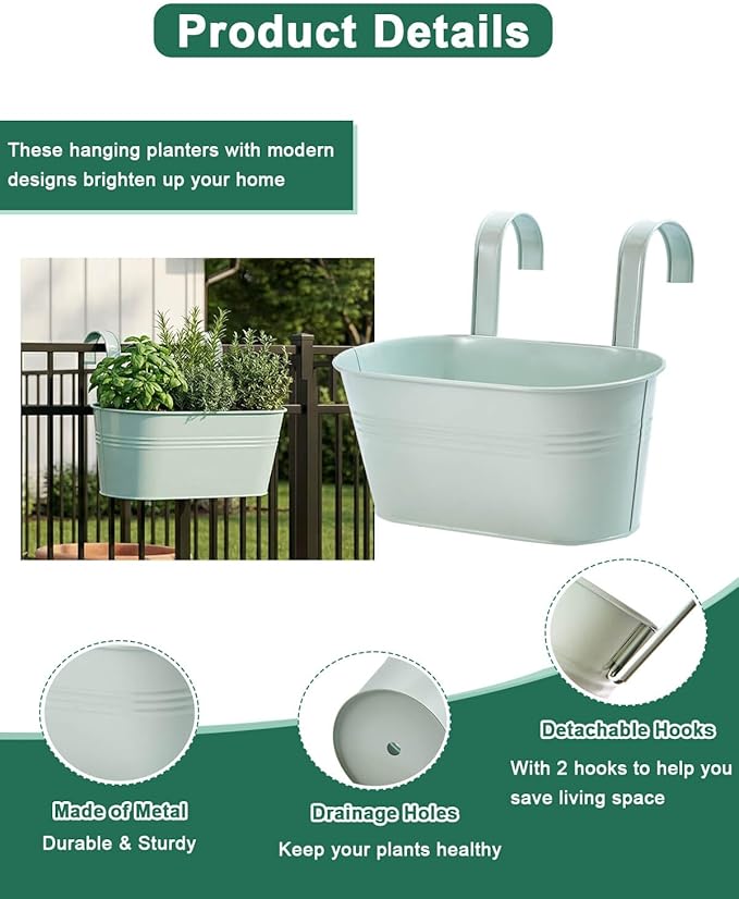 vensovo Metal Railing Planter for Outdoor Plants - Image 3