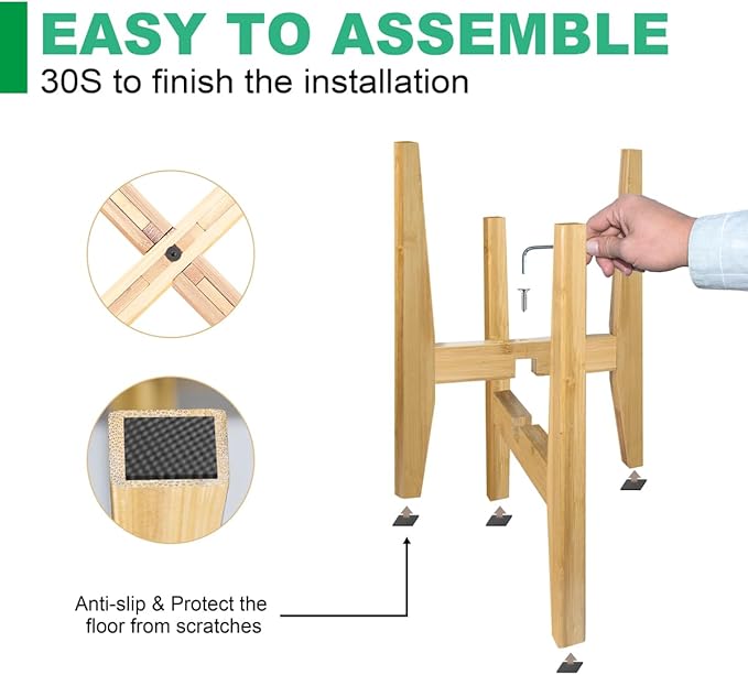 Plant Stand Indoor, Bamboo Plant Shelf, Adjustable Corner Plants Flower Holders - Image 6