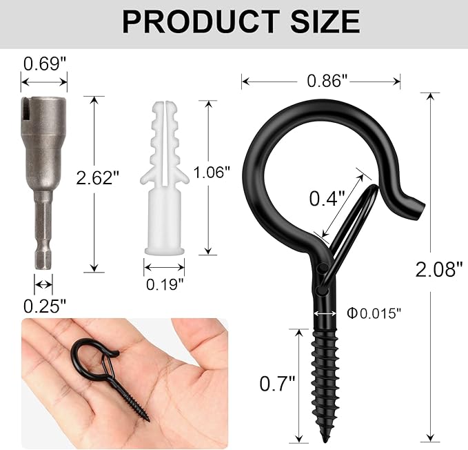 36 PCS Q-Hanger Hooks with Safety Buckle, Windproof Screw Hooks - Image 5