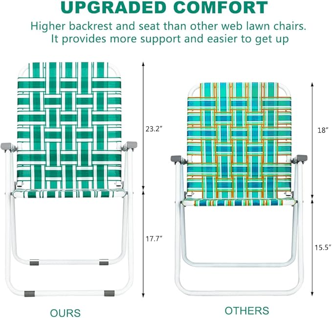VINGLI Patio Lawn Webbed Folding Chairs1 Piece, Outdoor Beach Chair Portable - Image 3