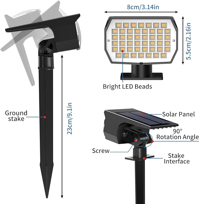 Solar Spot Lights Outdoor 2 Pack, Solar Landscape Spotlights Waterproof - Image 7