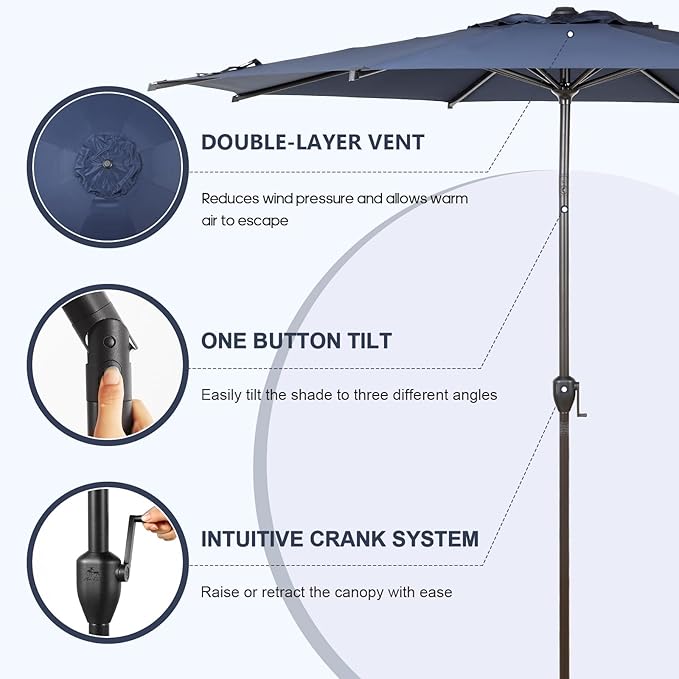 Abba Patio 9FT Lyon Outdoor Patio Umbrella Outdoor Table Umbrella - Image 4