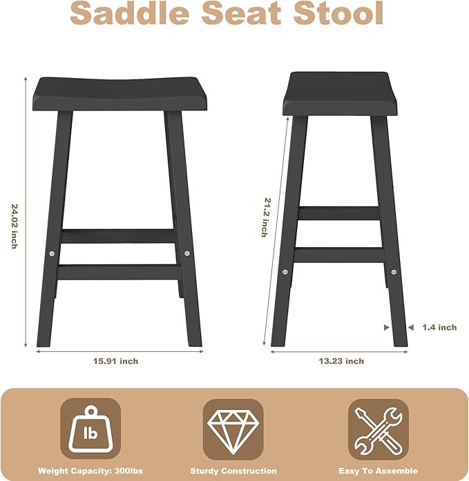 Bar Stools Set of 4, Waterproof UV-Resistant, Durable Resin Kitchen Island - Image 3